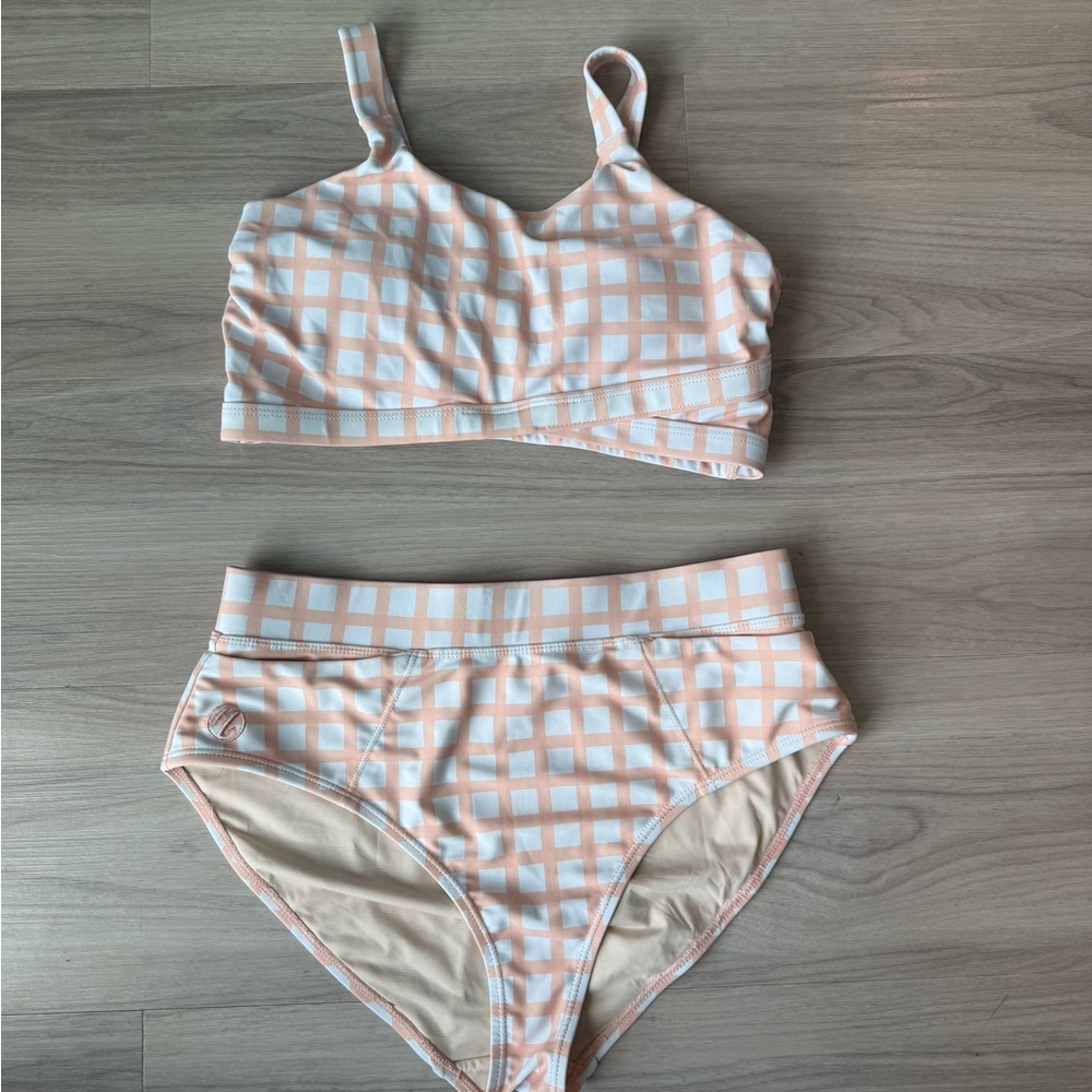 Nani Pink and White Checkered Bikini Swimsuit